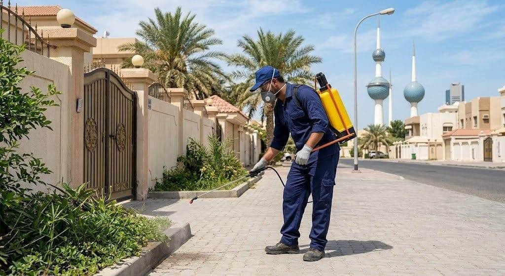 فني محترف يقوم برش المبيدات الآمنة ومكافحة الحشرات بدقة وفعالية ضمن خدمات مكافحة حشرات السلي الرياض لضمان بيئة صحية ونظيفة وراحة العملاء.