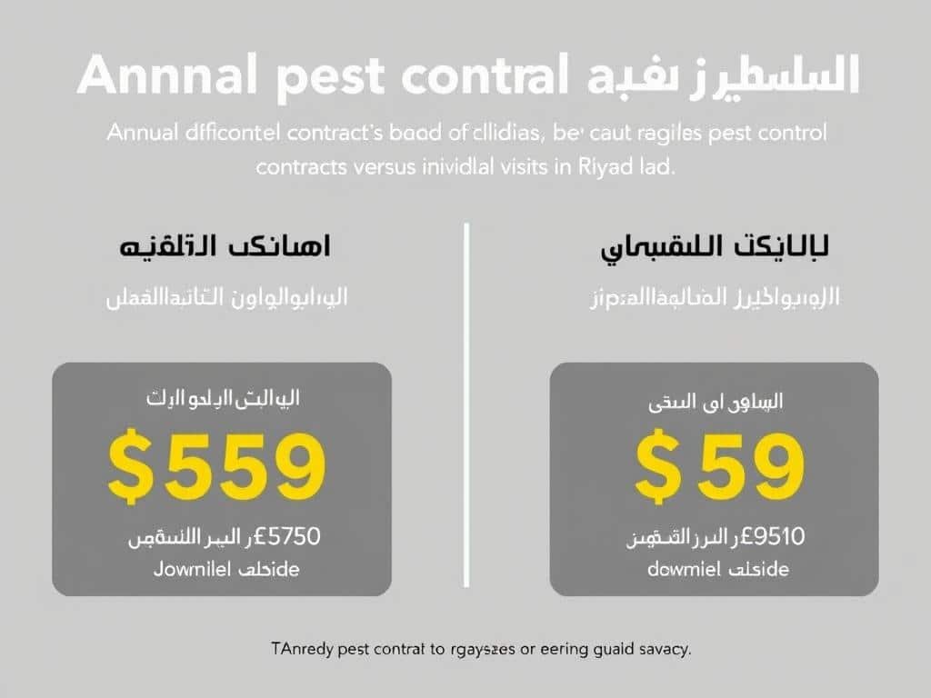 مقارنة تكلفة عقد مكافحة حشرات بالرياض والزيارات الفردية