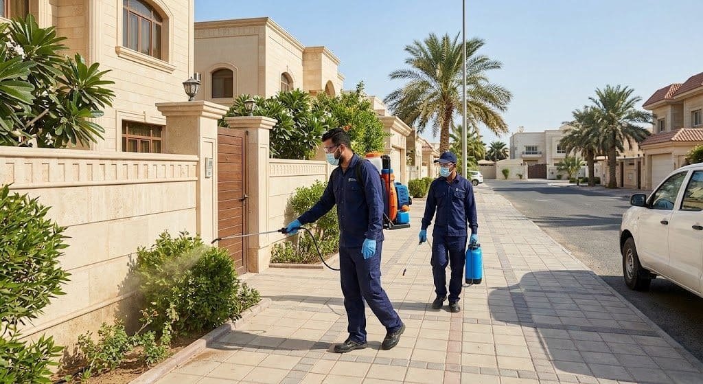 فريق عمل محترف يقوم بأعمال رش ومكافحة الحشرات بدقة وأمان باستخدام أحدث المعدات والمبيدات المعتمدة ضمن خدمات مكافحة حشرات حي السليمانية لضمان بيئة صحية خالية من الآفات وراحة العملاء.